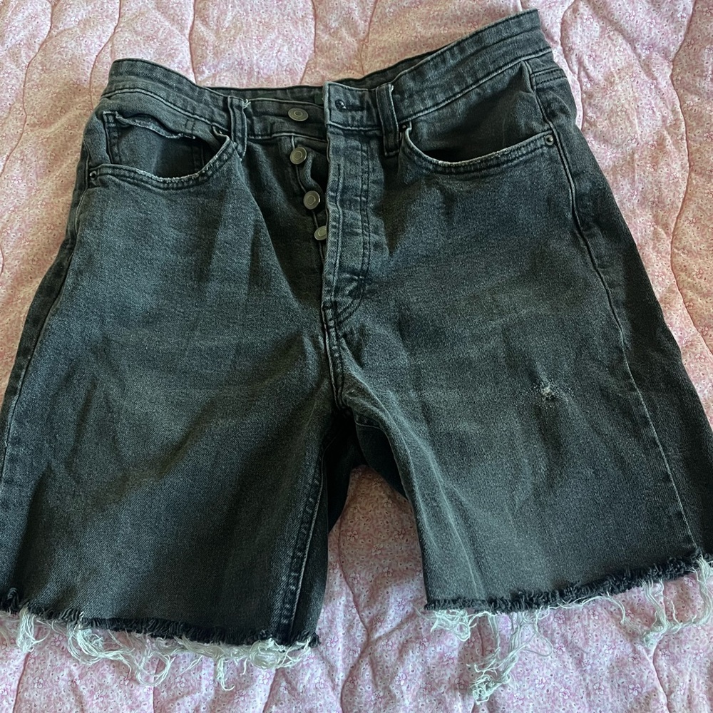 Black Washed Jean Shorts
